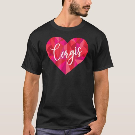 Corgis hören Low Poly Geometric T-Shirt (Vorderseite)