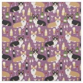Corgis-Hunde-Wein lila Stoff (Muster)