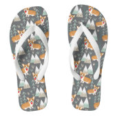 Corgis im Gebirge und Waldmuster Badesandalen (Fußbett)