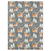 Corgis im Gebirge und Waldmuster Klemmbrett (Rückseite)