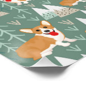 Corgis im Gebirgswaldmuster Poster (Ecke)