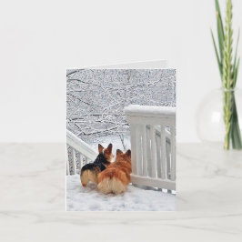 Corgis im Schnee Feiertagskarte