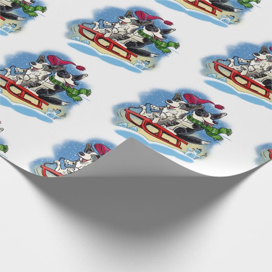 Corgis im Schnee Geschenkpapier (Ecke)