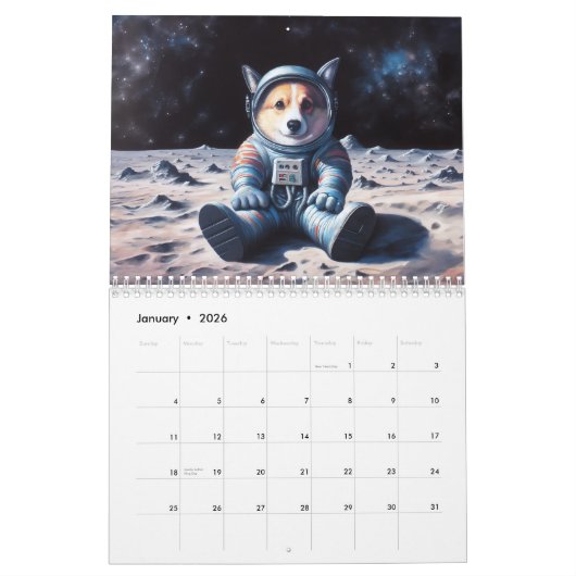 Corgis im Weltraum Kalender (Jan 2026)