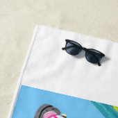 Corgis in Hippie-Auto am Strand mit Regenbogen Strandtuch (Beispiel)