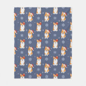 Corgis in Weihnachtsmannmützen und Schneeflocken-M Fleecedecke (Vorderseite)