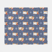 Corgis in Weihnachtsmannmützen und Schneeflocken-M Fleecedecke (Vorderseite (Horizontal))