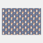 Corgis in Weihnachtsmannmützen und Schneeflocken-M Geschenkpapier Set (Vorderseite 3)