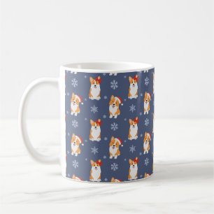 Corgis in Weihnachtsmannmützen und Schneeflocken-M Kaffeetasse