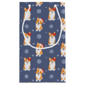 Corgis in Weihnachtsmannmützen und Schneeflocken-M Kleine Geschenktüte (Rückseite)