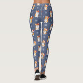 Corgis in Weihnachtsmannmützen und Schneeflocken-M Leggings (Rückseite)