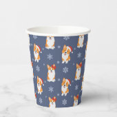 Corgis in Weihnachtsmannmützen und Schneeflocken-M Pappbecher (Links)