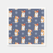 Corgis in Weihnachtsmannmützen und Schneeflocken-M Serviette (Vorderseite)