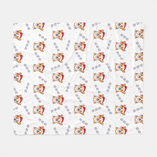 Corgis in Weihnachtsmannmützen Weihnachtsmuster Fleecedecke (Vorderseite (Horizontal))