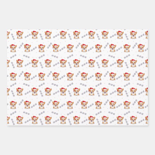 Corgis in Weihnachtsmannmützen Weihnachtsmuster Geschenkpapier Set (Vorderseite 3)