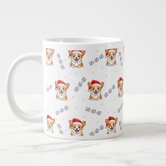 Corgis in Weihnachtsmannmützen Weihnachtsmuster Jumbo-Tasse (Links)