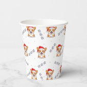 Corgis in Weihnachtsmannmützen Weihnachtsmuster Pappbecher (Rückseite)