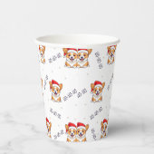 Corgis in Weihnachtsmannmützen Weihnachtsmuster Pappbecher (Rechts)