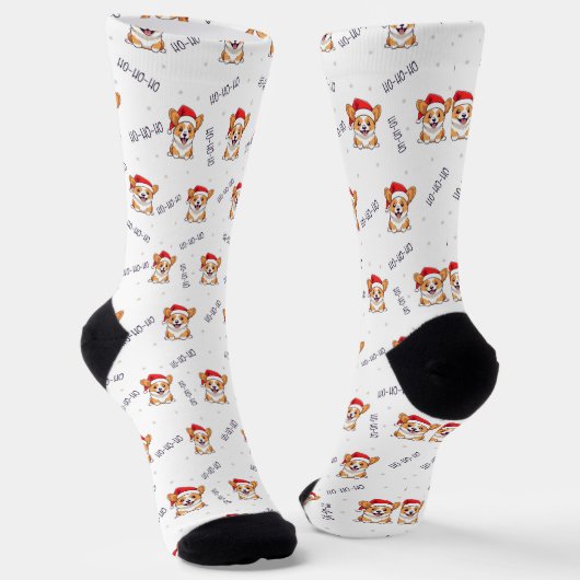 Corgis in Weihnachtsmannmützen Weihnachtsmuster Socken (Gewinkelt)