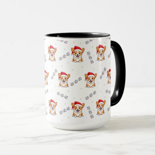Corgis in Weihnachtsmannmützen Weihnachtsmuster Tasse (VorderseiteRechts)