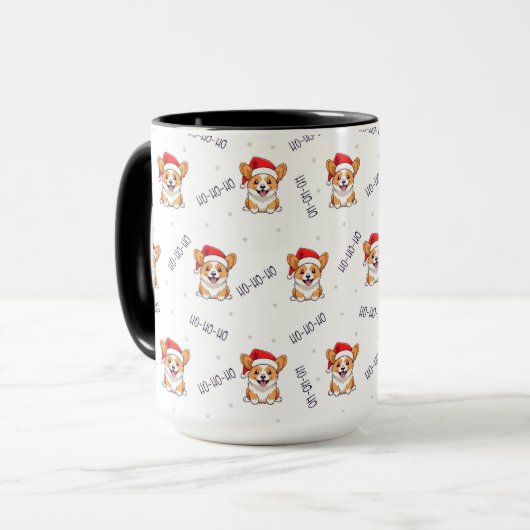 Corgis in Weihnachtsmannmützen Weihnachtsmuster Tasse (Vorderseite Links)