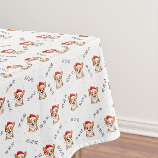 Corgis in Weihnachtsmannmützen Weihnachtsmuster Tischdecke (Beispiel)