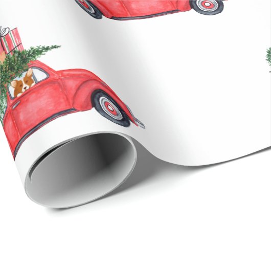 Corgis kommt Zuhause für Weihnachten - Muster 1 Geschenkpapier (Rolleneckpunkt)