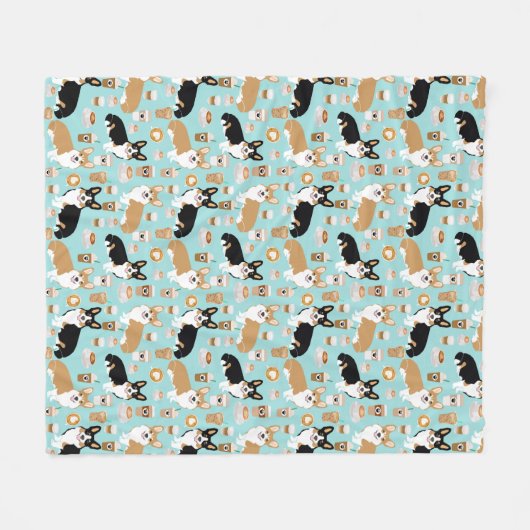 Corgis Liebe Fleecedecke (Vorderseite (Horizontal))