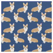 Corgis on Navy - niedliches Hundemuster Stoff (Nahaufnahme)