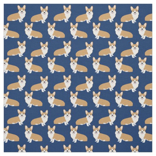 Corgis on Navy - niedliches Hundemuster Stoff (Muster)