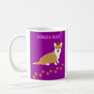 Corgis regieren lila kaffeetasse