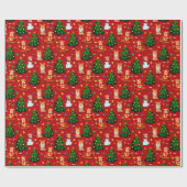 Corgis schmücken die Weihnachtsbaumstruktur - rot Geschenkpapier (Flach)