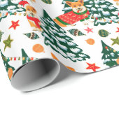 Corgis schmücken die Weihnachtsbaumstruktur - weiß Geschenkpapier (Rolleneckpunkt)
