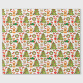 Corgis schmücken die Weihnachtsbaumstruktur - weiß Geschenkpapier (Flach)