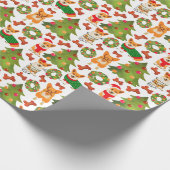 Corgis schmücken die Weihnachtsbaumstruktur - weiß Geschenkpapier (Ecke)