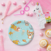 Corgis tauchen im Ozeanmuster Pappteller (Party)