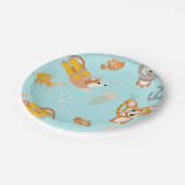 Corgis tauchen im Ozeanmuster Pappteller (Schrägansicht)