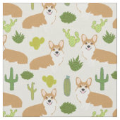 Corgis und Cactus Fabric - niedliches Nähgewebe Stoff (Nahaufnahme)