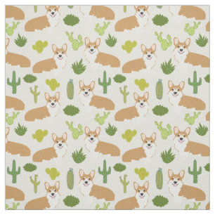 Corgis und Cactus Fabric - niedliches Nähgewebe Stoff