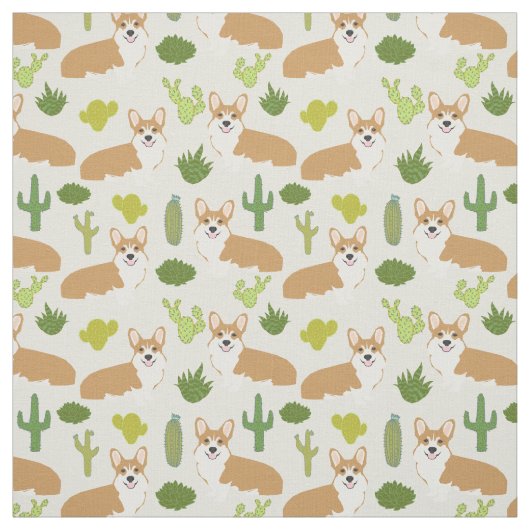 Corgis und Cactus Fabric - niedliches Nähgewebe Stoff (Muster)