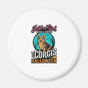 Corgis und Halloween-Mädchen Vintage-Stickerei-Shi Magnet