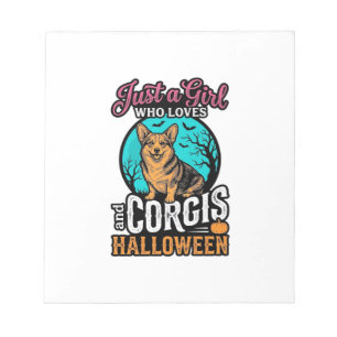 Corgis und Halloween-Mädchen Vintage-Stickerei-Shi Notizblock