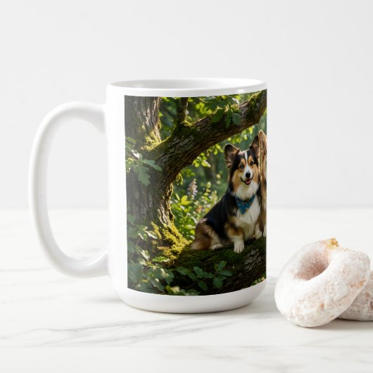Corgis und Vogel Kaffeetasse (Mit Donut)