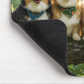 Corgis und Vogel Mousepad (Ecke)