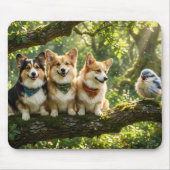 Corgis und Vogel Mousepad (Vorne)