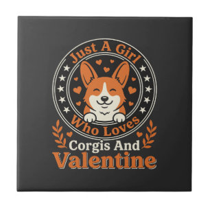 Corgis Valentins-Design für Mädchen, die Corgis li Fliese