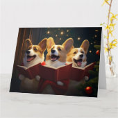 Corgis Weihnachts-Caroling Feiertag Karte (Gelbe Blume)