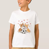 Corgis with soccer ball for Valentine's Day T-Shirt (Vorderseite)
