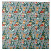 Corgis zieren den Weihnachtsbaum im Wald Fliese (Vorderseite)