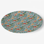 Corgis zieren den Weihnachtsbaum im Wald Pappteller (Schrägansicht)